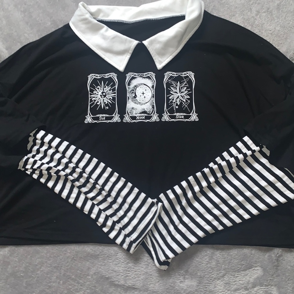 sun,moon,star plus size crop top SHEIN